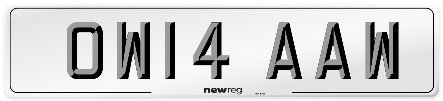 OW14 AAW Number Plate from New Reg